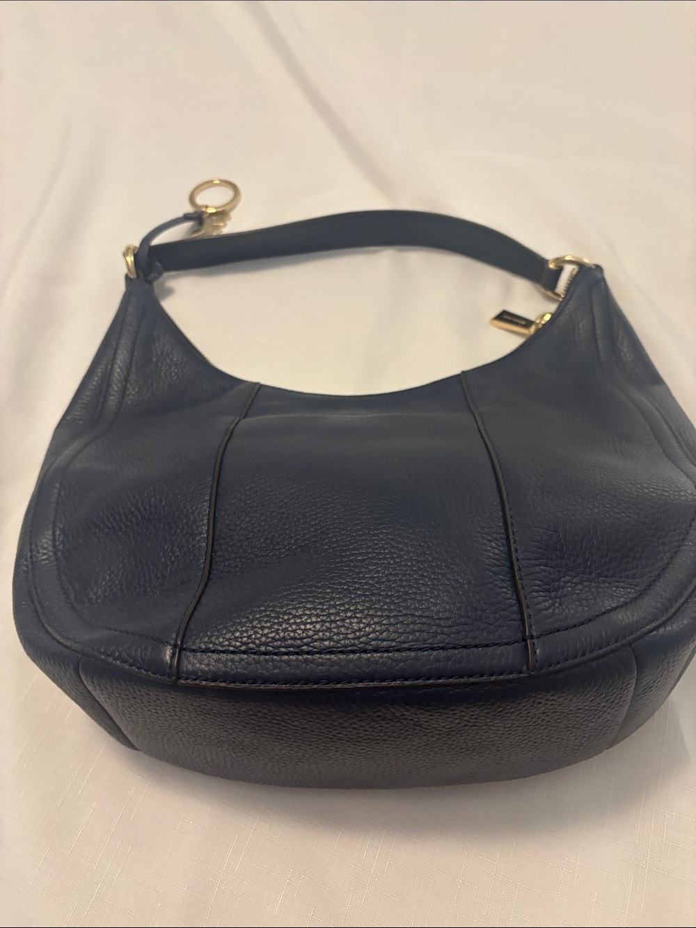 Michael Kors Lydia Navy Pebbled Leather Hobo Bag w/Gold accents Studded handle - Picture 5 of 12